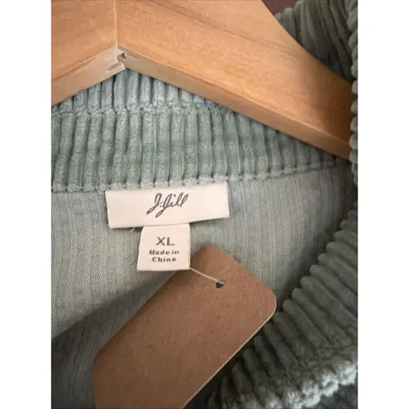 J. Jill Mint Green Corduroy Button Up Flower Pattern Jacket #1328 Size XL - Picture 4 of 4